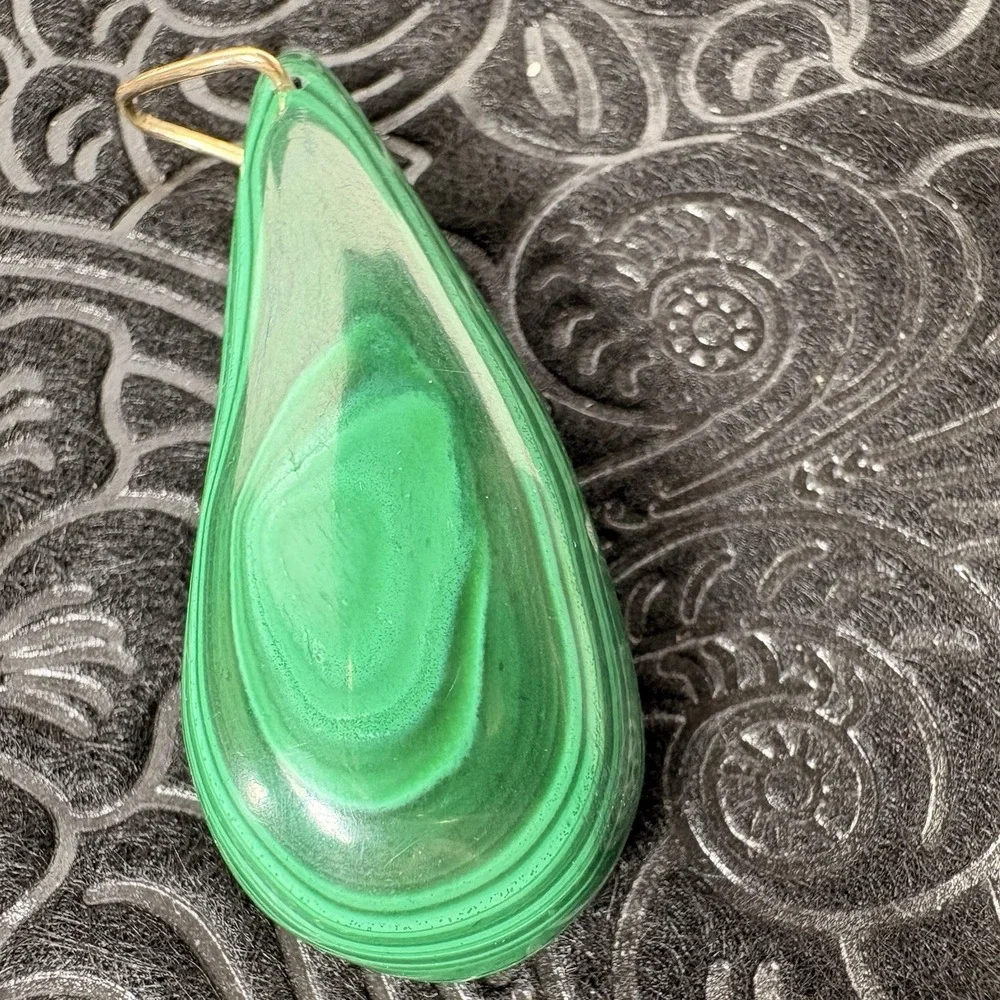 Natural Green Malachite‎ Gemstone Teardrop Shape 22 Gram Charm Pendant